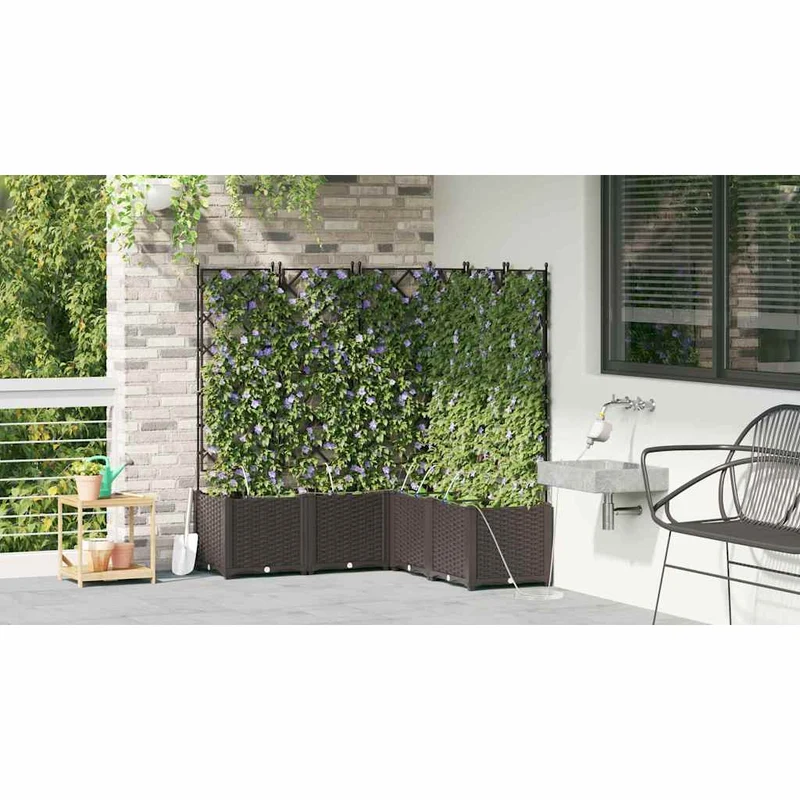 Macetero De Jardín 5 Uds. Marrón 120 X 120 X 142 Cm Pp