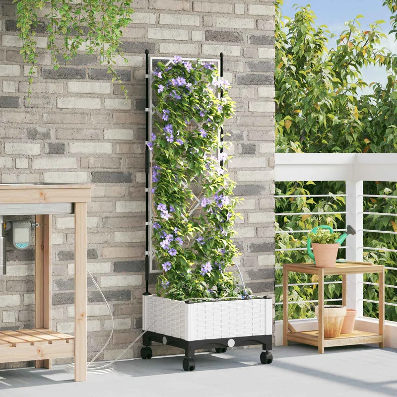 Maceta De Jardín Con Riego Y Ruedas Blanco 40 X 40 X 132 Cm Pp