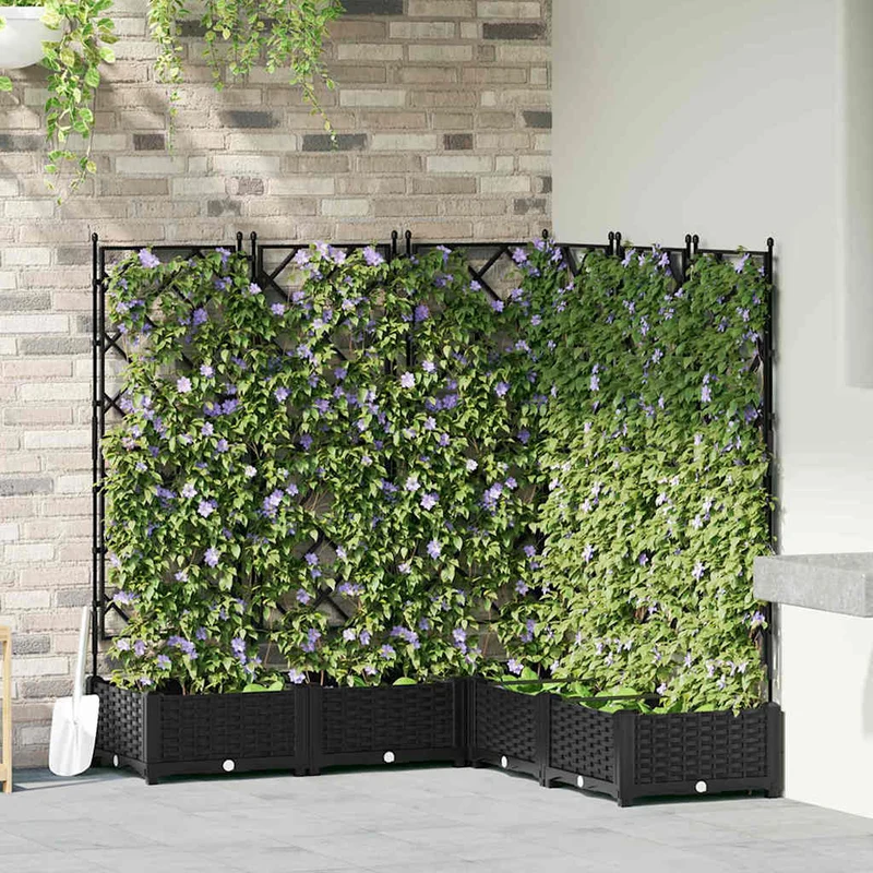 Macetero De Jardín 5 Uds. Negro 120 X 120 X 125,5 Cm Pp