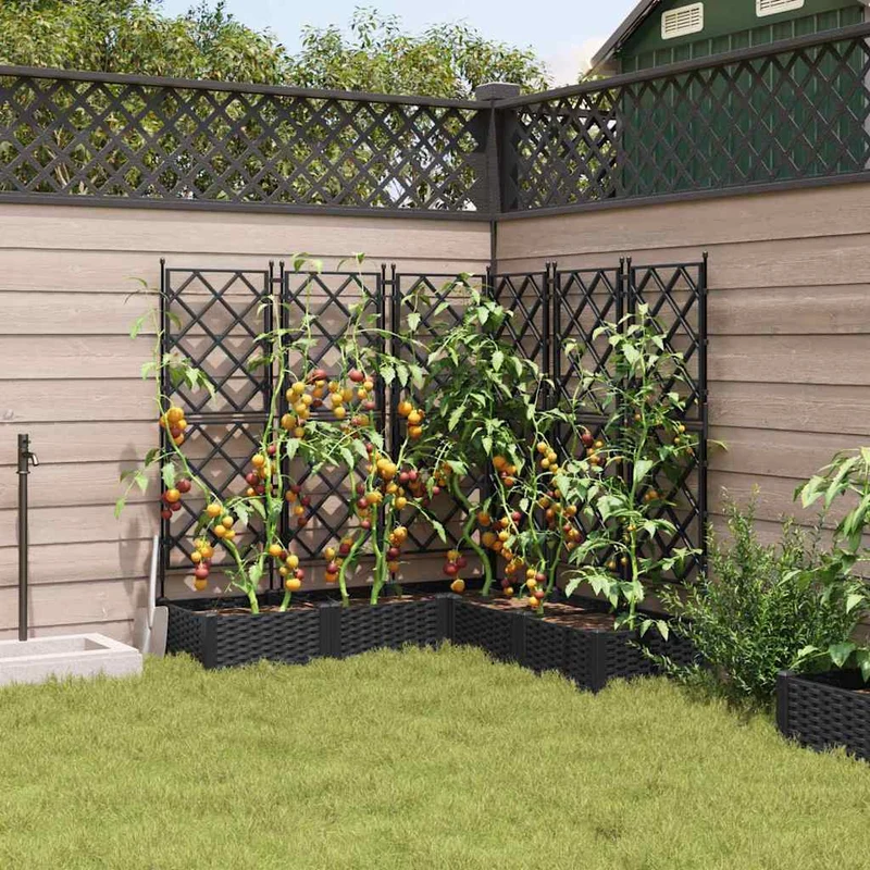 Macetero De Jardín 5 Uds. Negro 120 X 120 X 125,5 Cm Pp