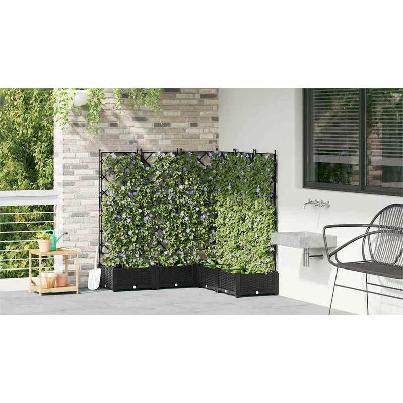 Macetero De Jardín 5 Uds. Negro 120 X 120 X 125,5 Cm Pp