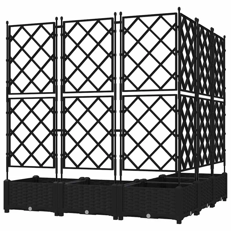 Macetero De Jardín 5 Uds. Negro 120 X 120 X 125,5 Cm Pp