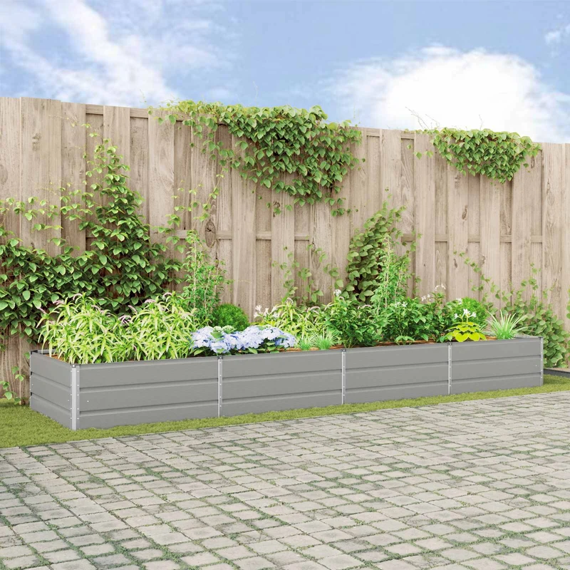 Jardinera Gris Claro 385 X 100 X 45 Cm Acero Galvanizado
