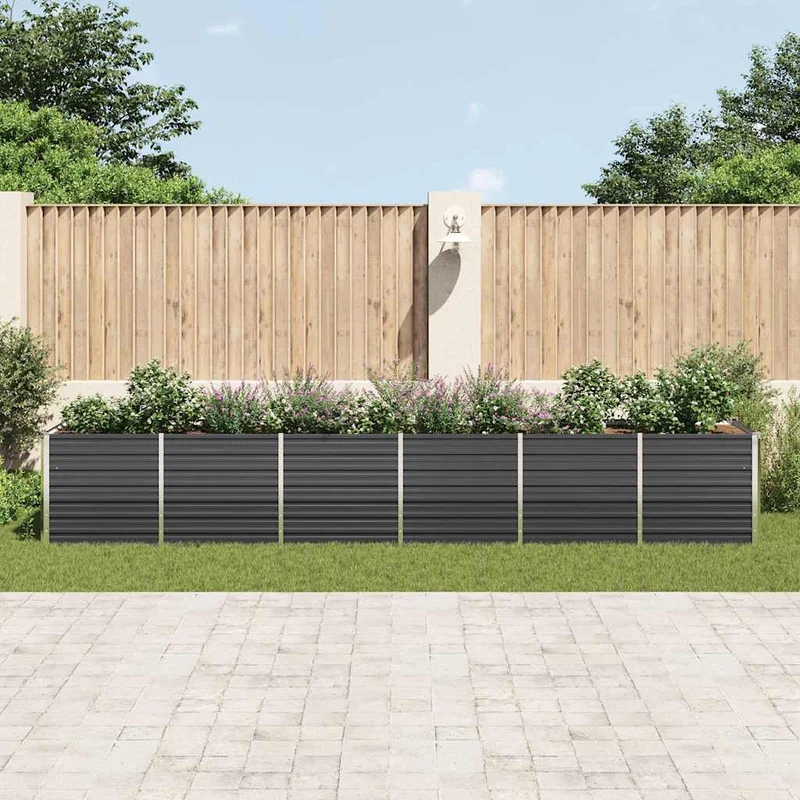 Arriate De Jardín De Acero Galvanizado Antracita 480x80x77 Cm