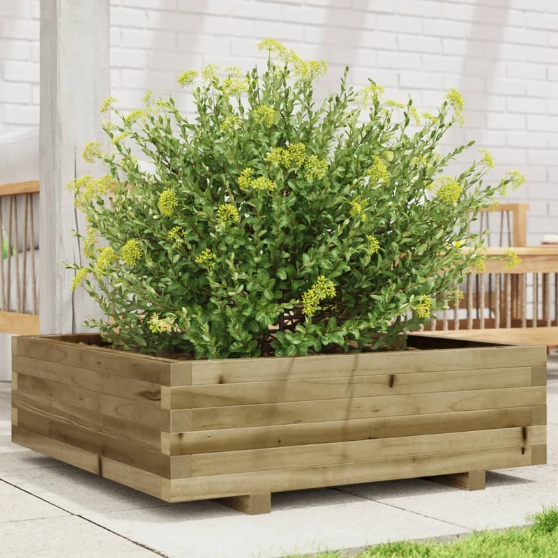 Jardinera De Madera De Pino Impregnada 80x80x26,5 Cm