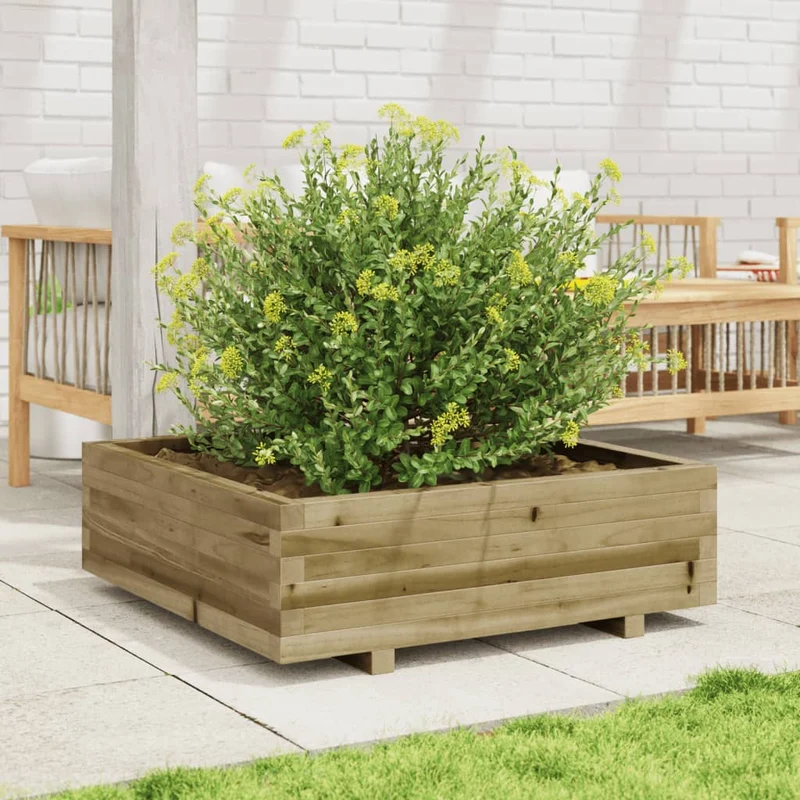 Jardinera De Madera De Pino Impregnada 80x80x26,5 Cm
