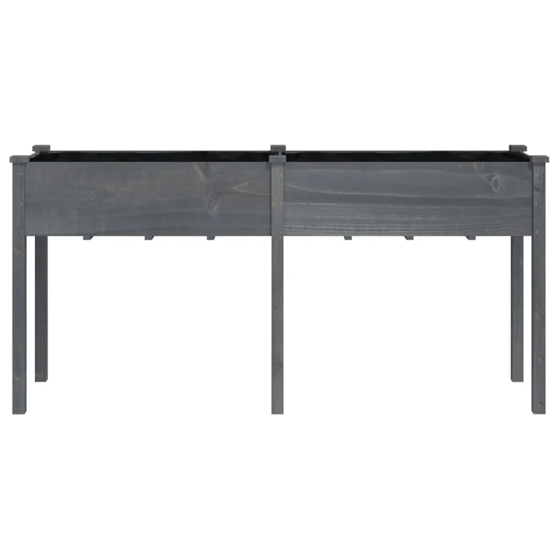 Jardinera Con Forro Madera Maciza De Abeto Gris 161x45x76 Cm