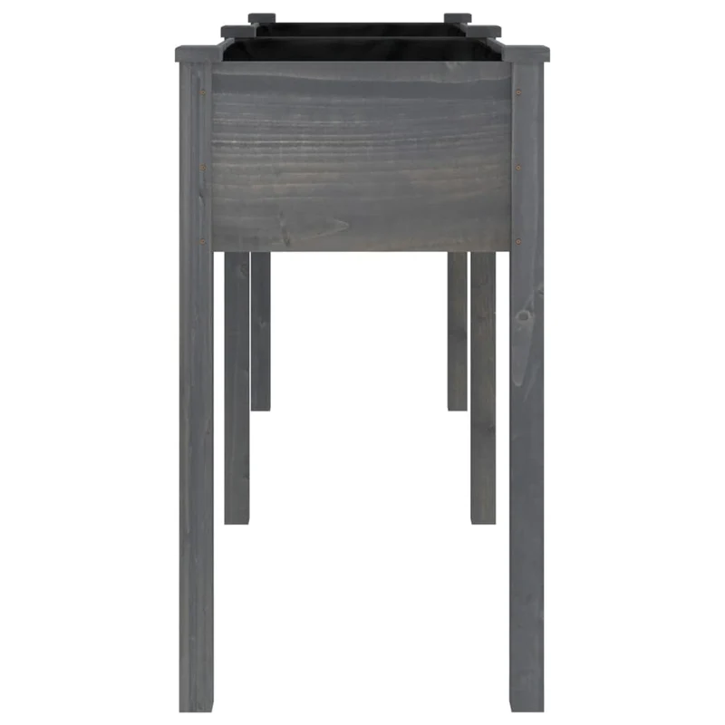 Jardinera Con Forro Madera Maciza De Abeto Gris 161x45x76 Cm
