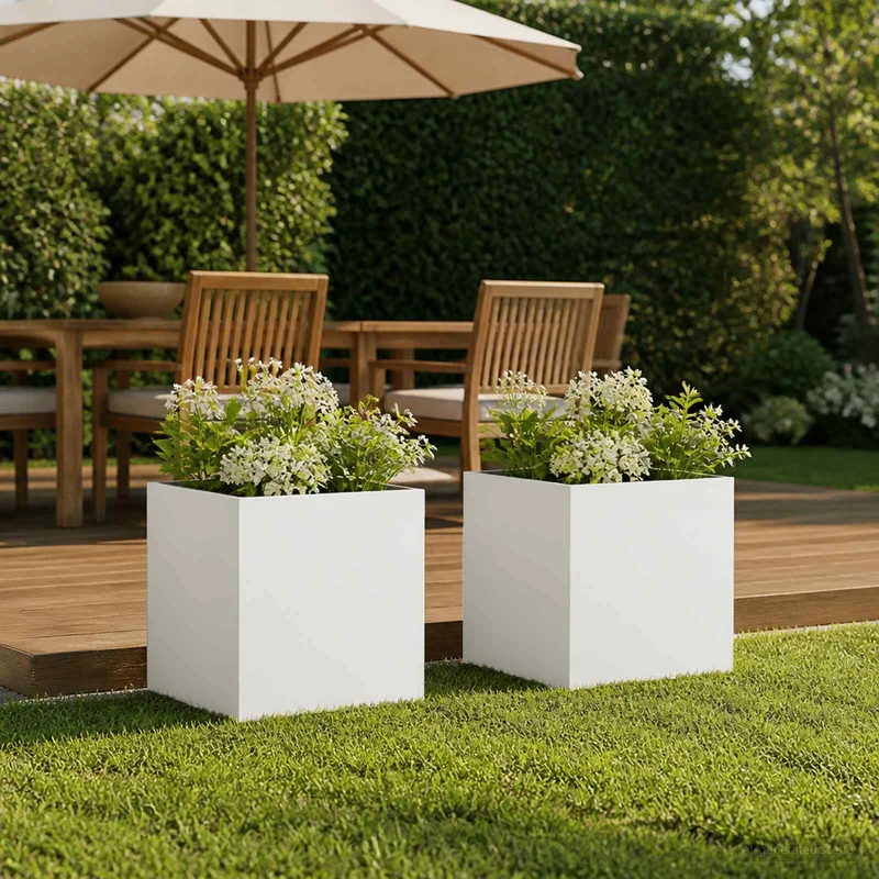Macetero De Jardín 2 Uds. Blanco 45 X 45 X 45 Cm