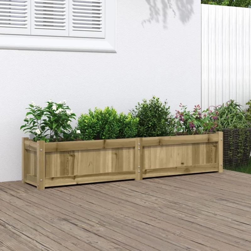 Jardinera De Madera De Pino Impregnada 150x31x31 Cm