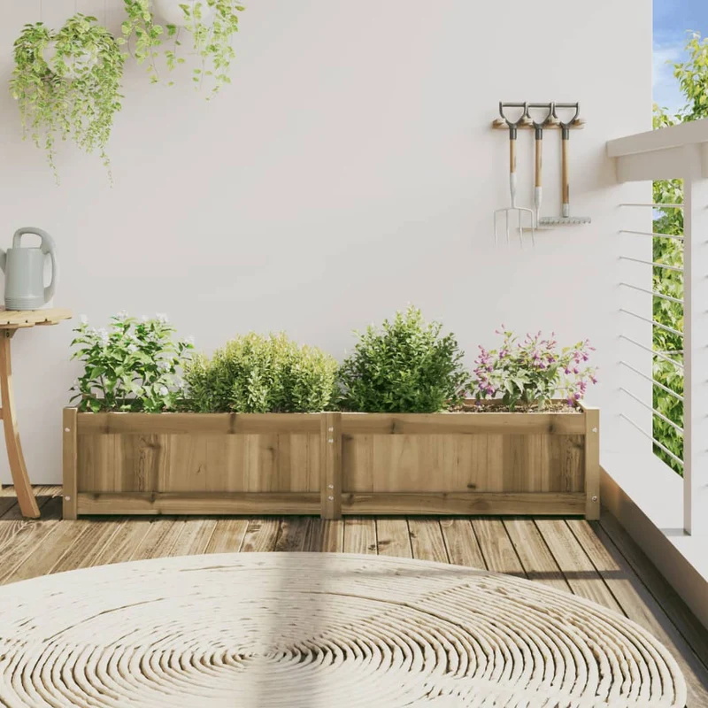 Jardinera De Madera De Pino Impregnada 150x31x31 Cm