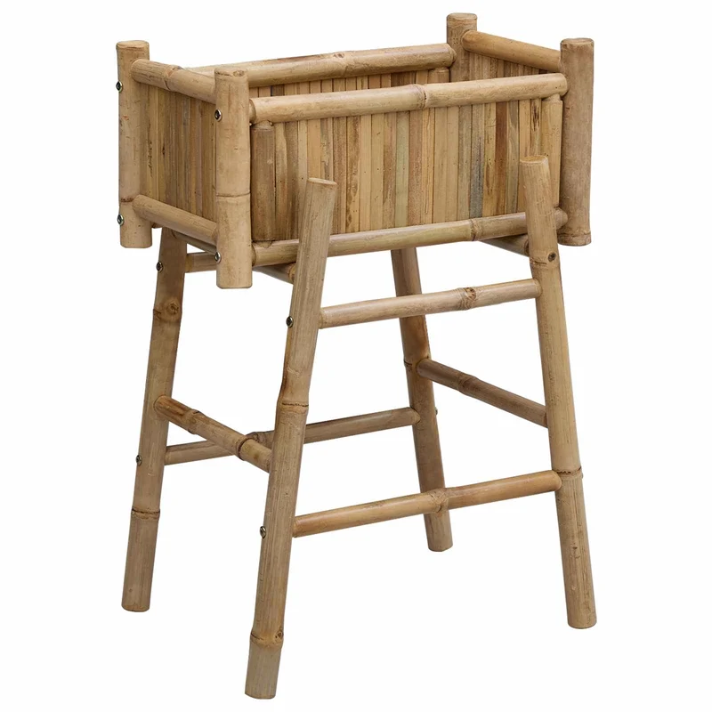 Jardín Macetero Con Soporte Natural 50 X 38 X 74 Cm Bambú