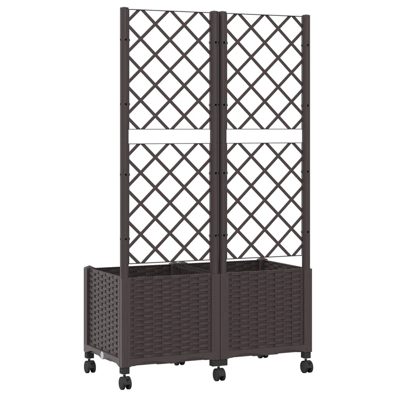 Jardinera Con Enrejado Y Ruedas Marrón 80 X 40 X 146 Cm Pp