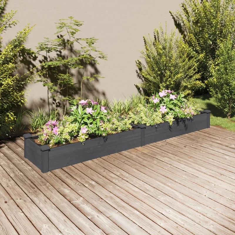 Jardinera Arriate Con Forro Madera Abeto Gris 240x45x25 Cm
