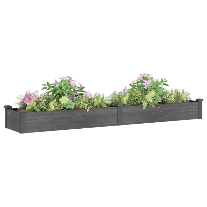 Jardinera Arriate Con Forro Madera Abeto Gris 240x45x25 Cm