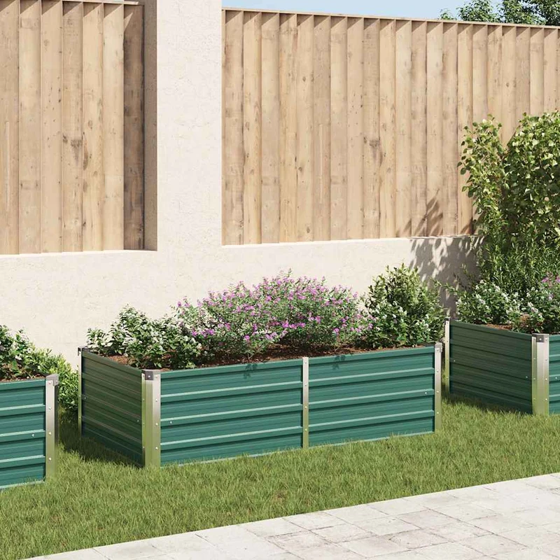 Jardinera Elevada De Acero Galvanizado Verde 160x80x45 Cm