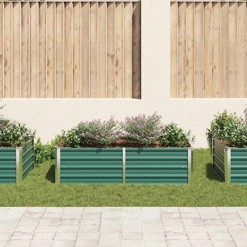Jardinera Elevada De Acero Galvanizado Verde 160x80x45 Cm