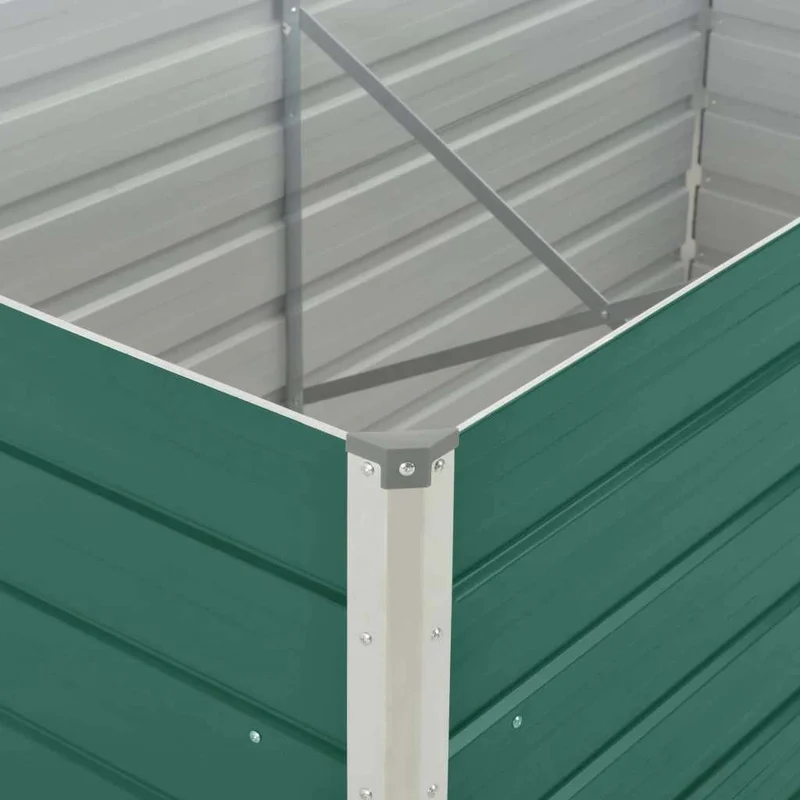 Jardinera Elevada De Acero Galvanizado Verde 160x80x45 Cm