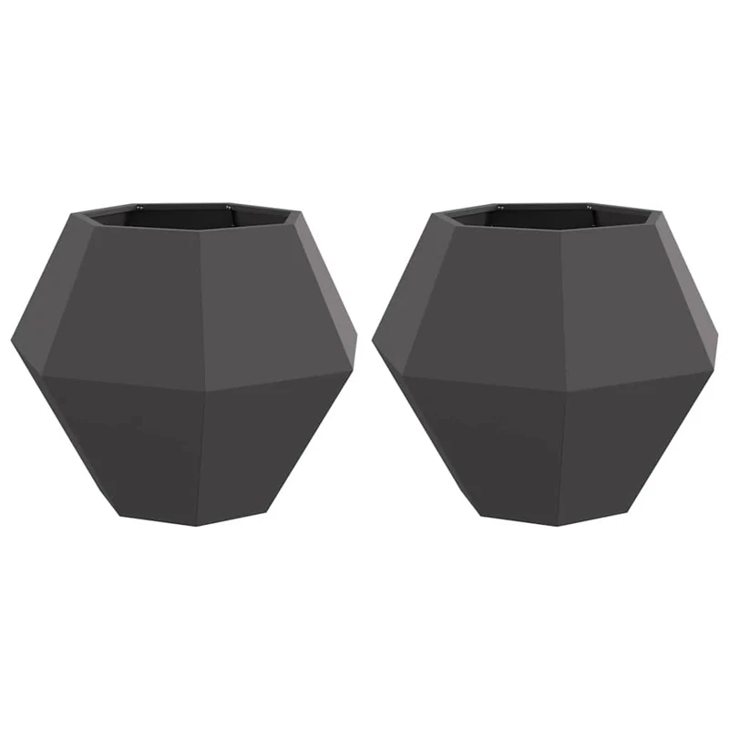 Jardinera 2 Uds. Negro 75 X 75 X 60 Cm Acero