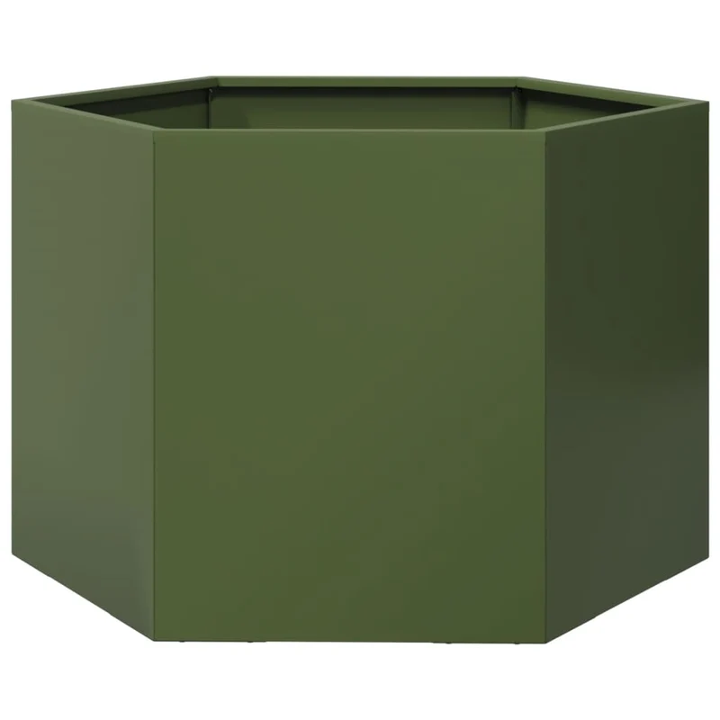 Jardinera Hexagonal De Acero Verde Oliva 69x60x45 Cm