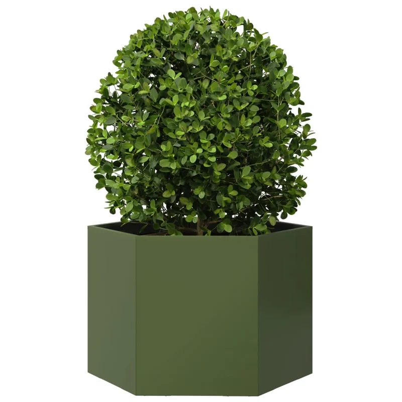 Jardinera Hexagonal De Acero Verde Oliva 69x60x45 Cm