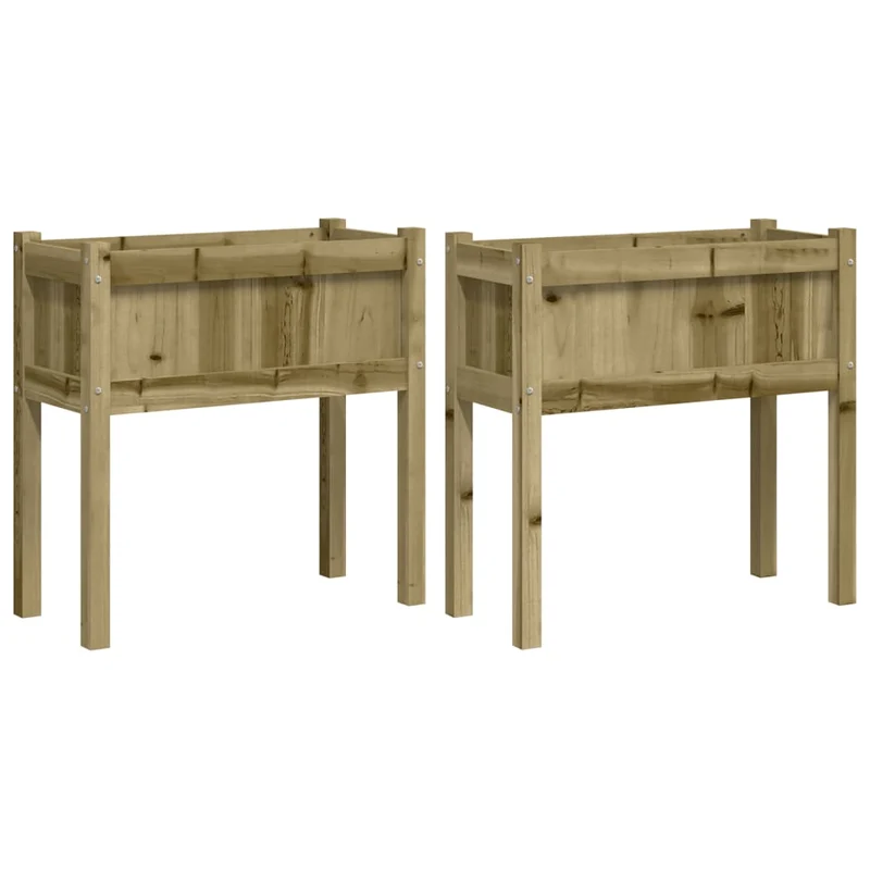 Jardineras Con Patas 2 Uds Madera De Pino Impregnada