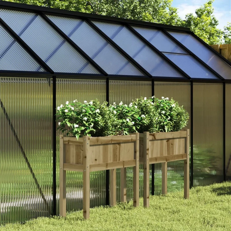 Jardineras Con Patas 2 Uds Madera De Pino Impregnada