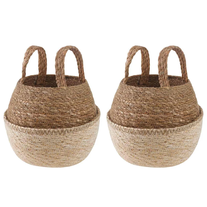 Maceta Con Asas 2 Uds. Blanco Ø 22 X 20 Cm 100% Hierba Marina