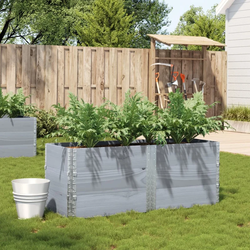 Jardinera De Madera Maciza De Pino Gris 150x50 Cm