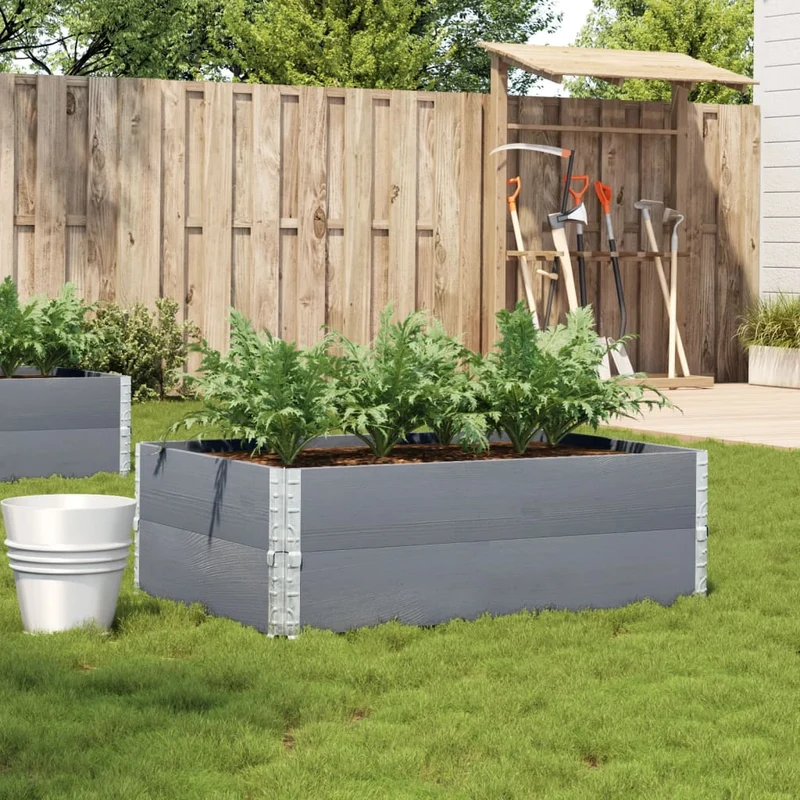 Jardinera De Madera Maciza De Pino Gris 120x80 Cm