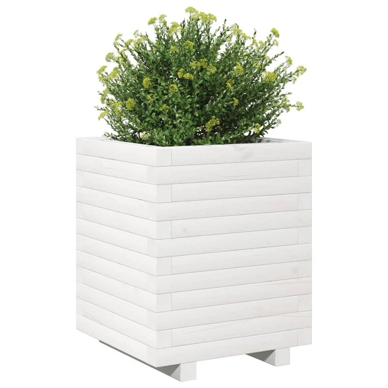 Jardinera Madera Maciza De Pino Blanco 40x40x49,5 Cm