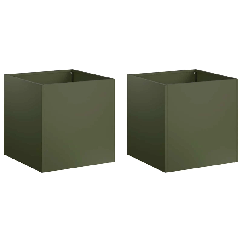Macetero De Jardín 2 Uds. Verde Oliva 35 X 35 X 35 Cm