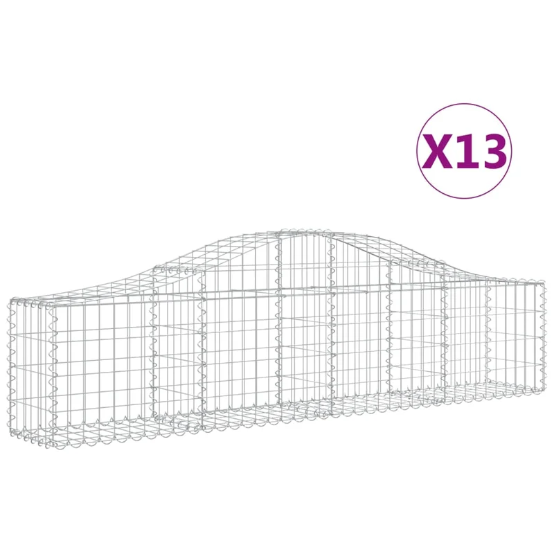 Cestas De Gaviones 13 Uds Forma De Arco Hierro 200x30x40/60 Cm