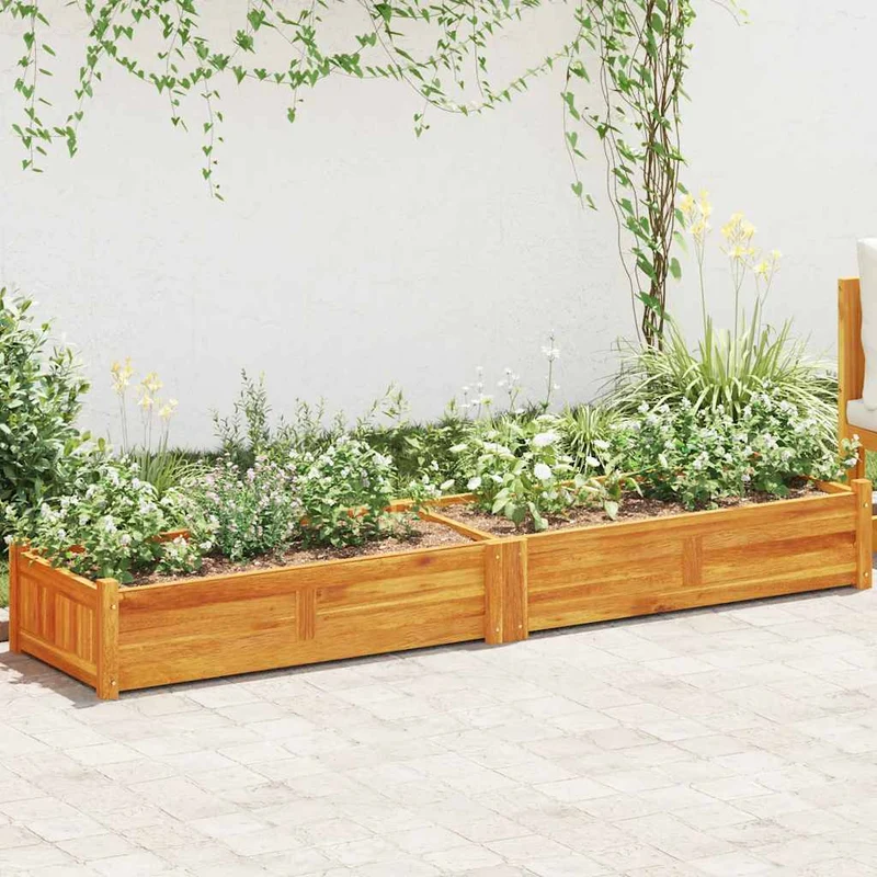 Arriate De Madera De Acacia 200x50x25 Cm