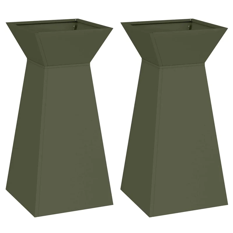 Maceta Pilar 2 Uds. Verde Oliva 35 X 35 X 73 Cm