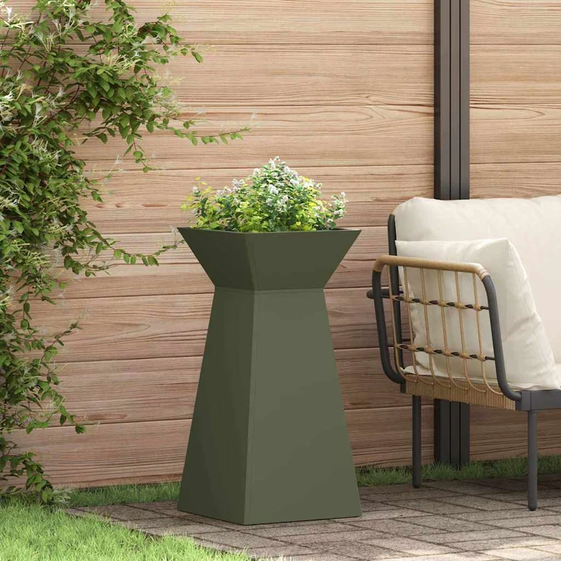 Maceta Pilar 2 Uds. Verde Oliva 35 X 35 X 73 Cm