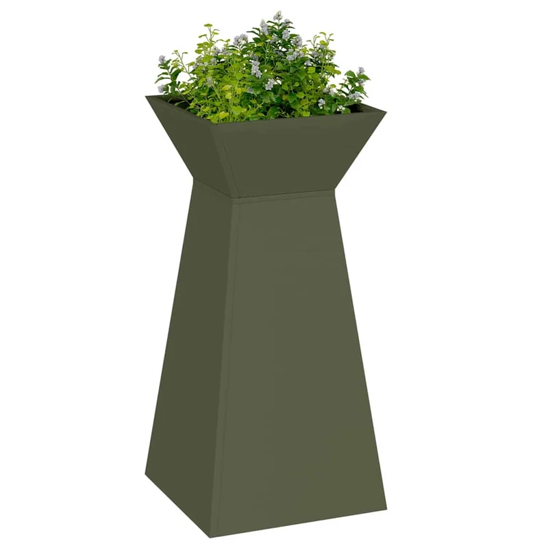 Maceta Pilar 2 Uds. Verde Oliva 35 X 35 X 73 Cm