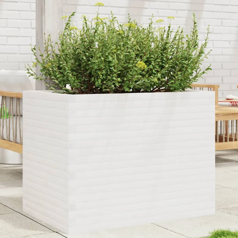 Jardinera Madera Maciza De Pino Blanco 90x60x68,5 Cm