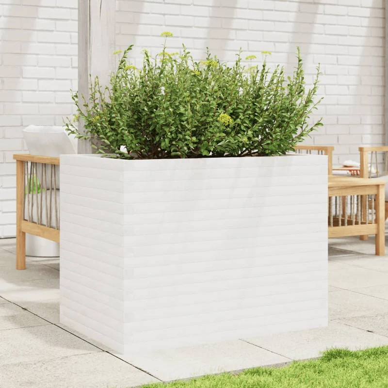 Jardinera Madera Maciza De Pino Blanco 90x60x68,5 Cm