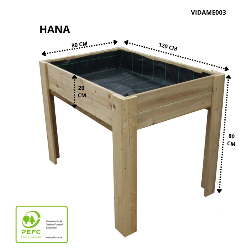 Mesa De Cultivo Hana Profunda 20cm Vidahuerto 120x80x80 Cm.