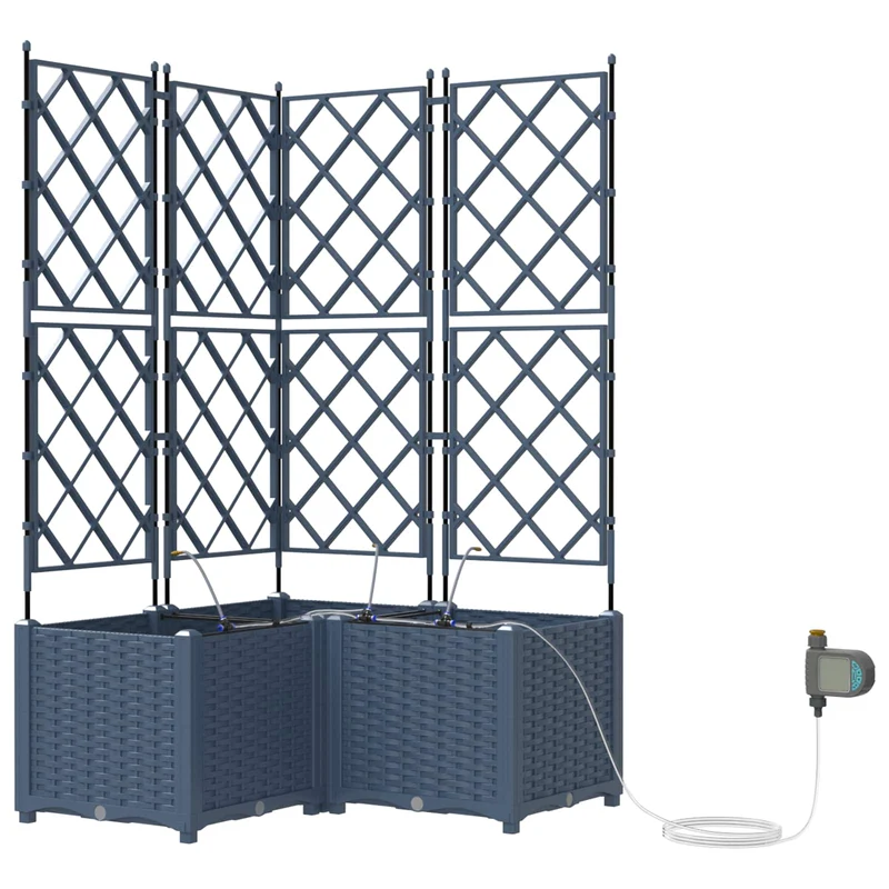 Macetero De Jardín 3 Uds. Gris 80 X 80 X 142 Cm Pp