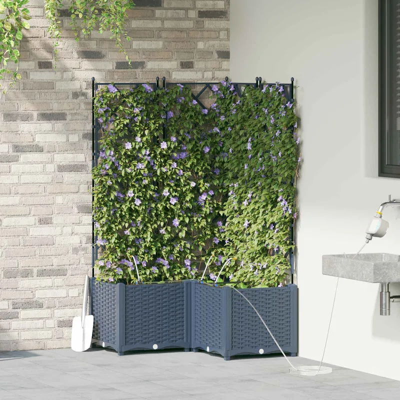 Macetero De Jardín 3 Uds. Gris 80 X 80 X 142 Cm Pp