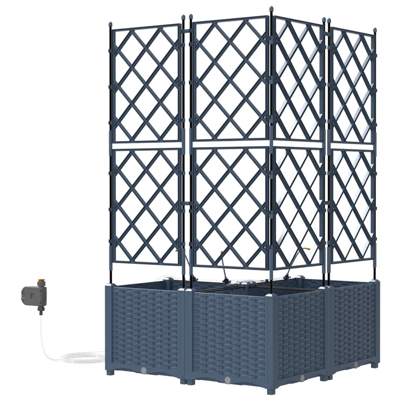 Macetero De Jardín 3 Uds. Gris 80 X 80 X 142 Cm Pp