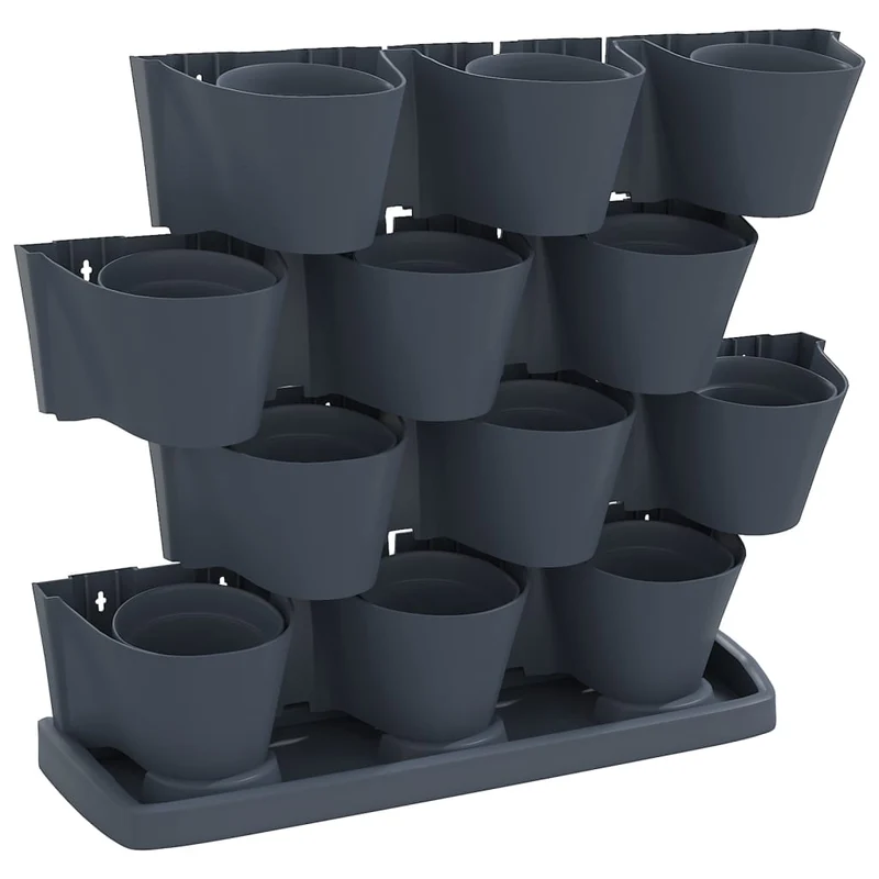 Set De Plantas Jardín Vertical 12 Uds Polipropileno Antracita