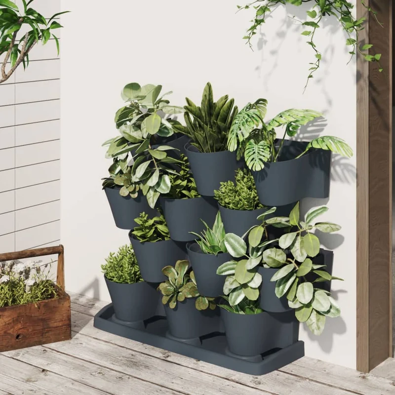 Set De Plantas Jardín Vertical 12 Uds Polipropileno Antracita
