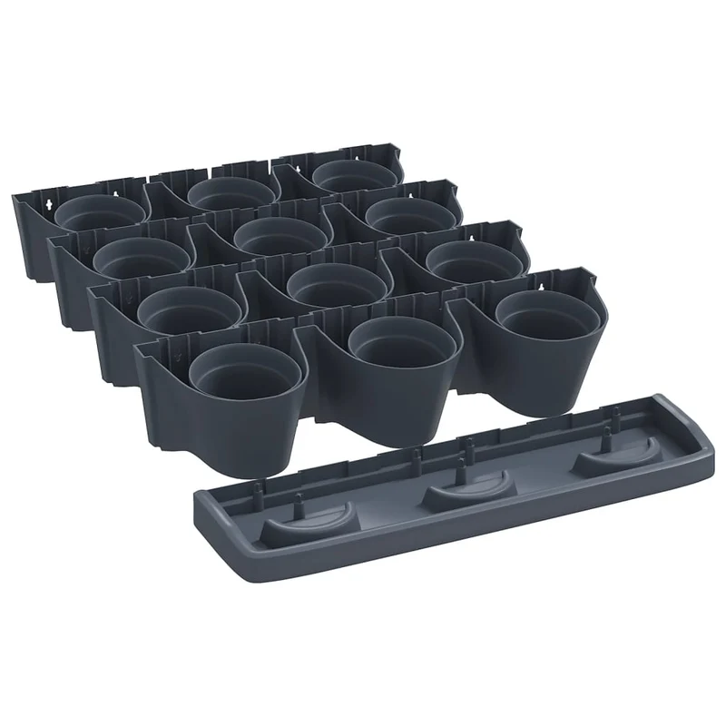 Set De Plantas Jardín Vertical 12 Uds Polipropileno Antracita