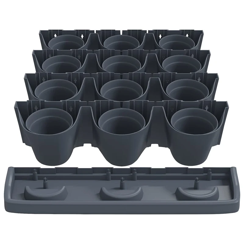 Set De Plantas Jardín Vertical 12 Uds Polipropileno Antracita