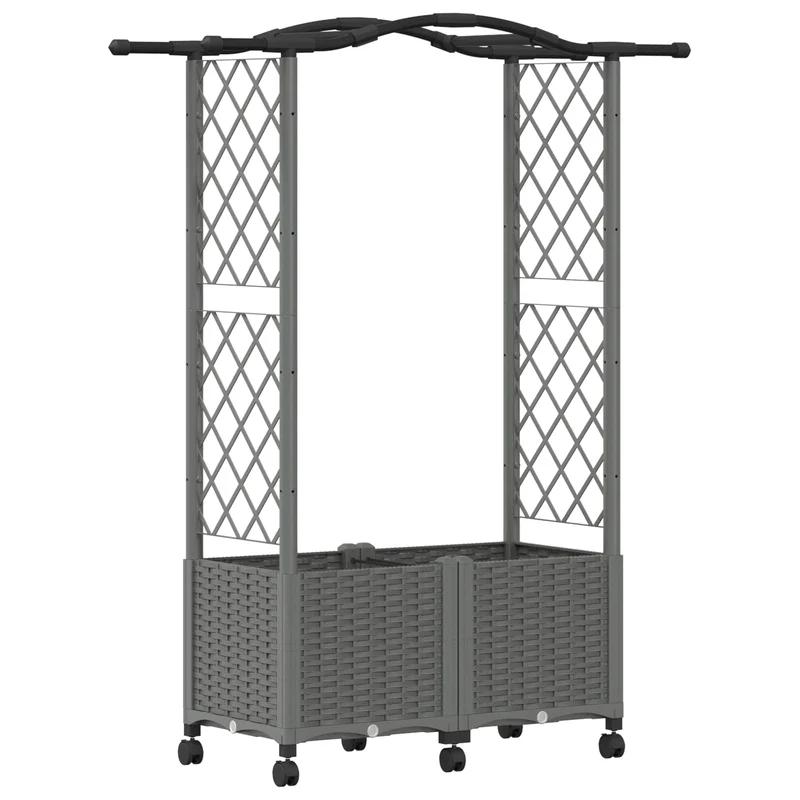 Cama Elevada Con Trellis Y Techo Gris Claro 125 X 40 X 144 Cm