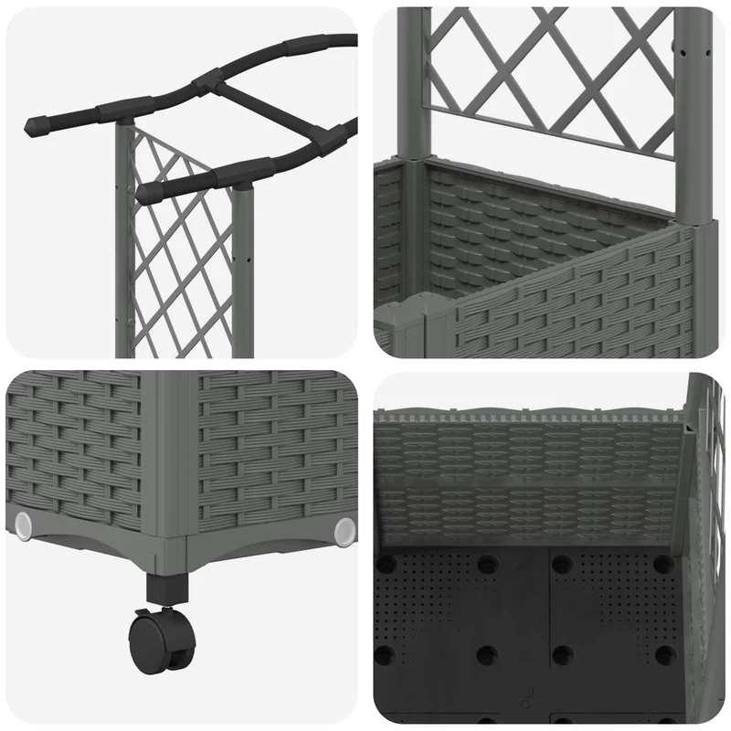 Cama Elevada Con Trellis Y Techo Gris Claro 125 X 40 X 144 Cm