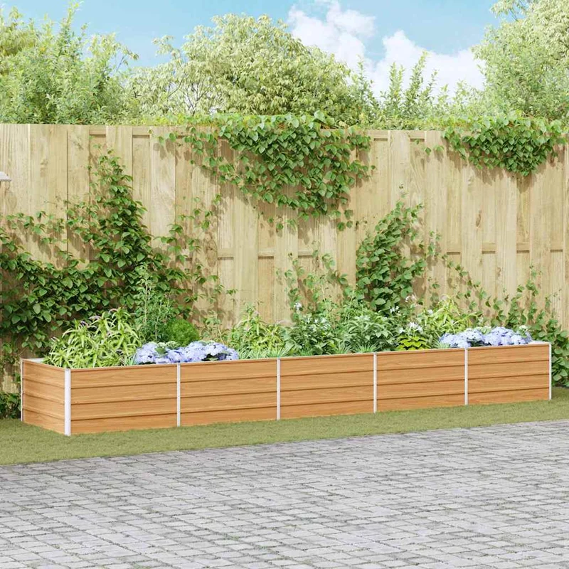 Arriate Elevado Marrón Claro 400 X 80 X 45 Cm Acero Galvanizado